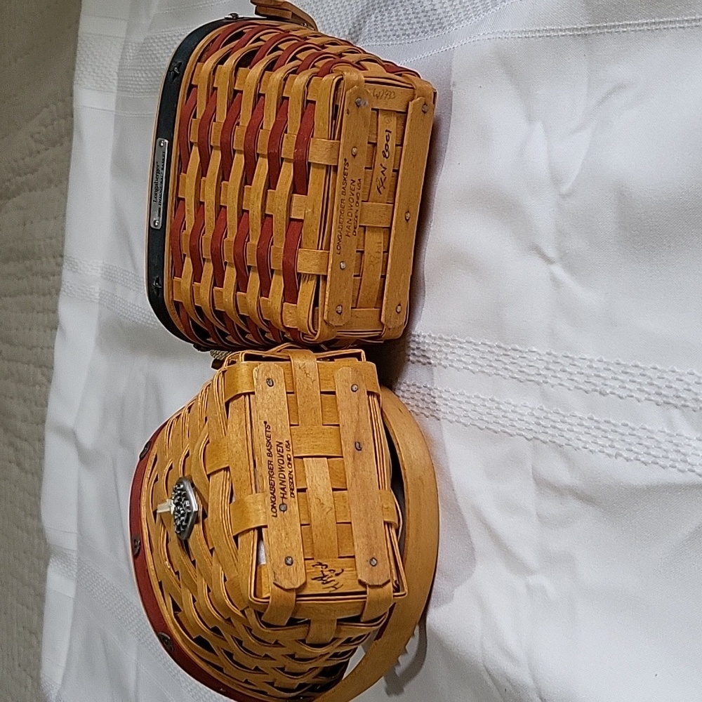 Longaberger Woven Baskets 2001 Inaugural Basket & 2002 Love Notes Basket &Liners - Picture 10 of 15